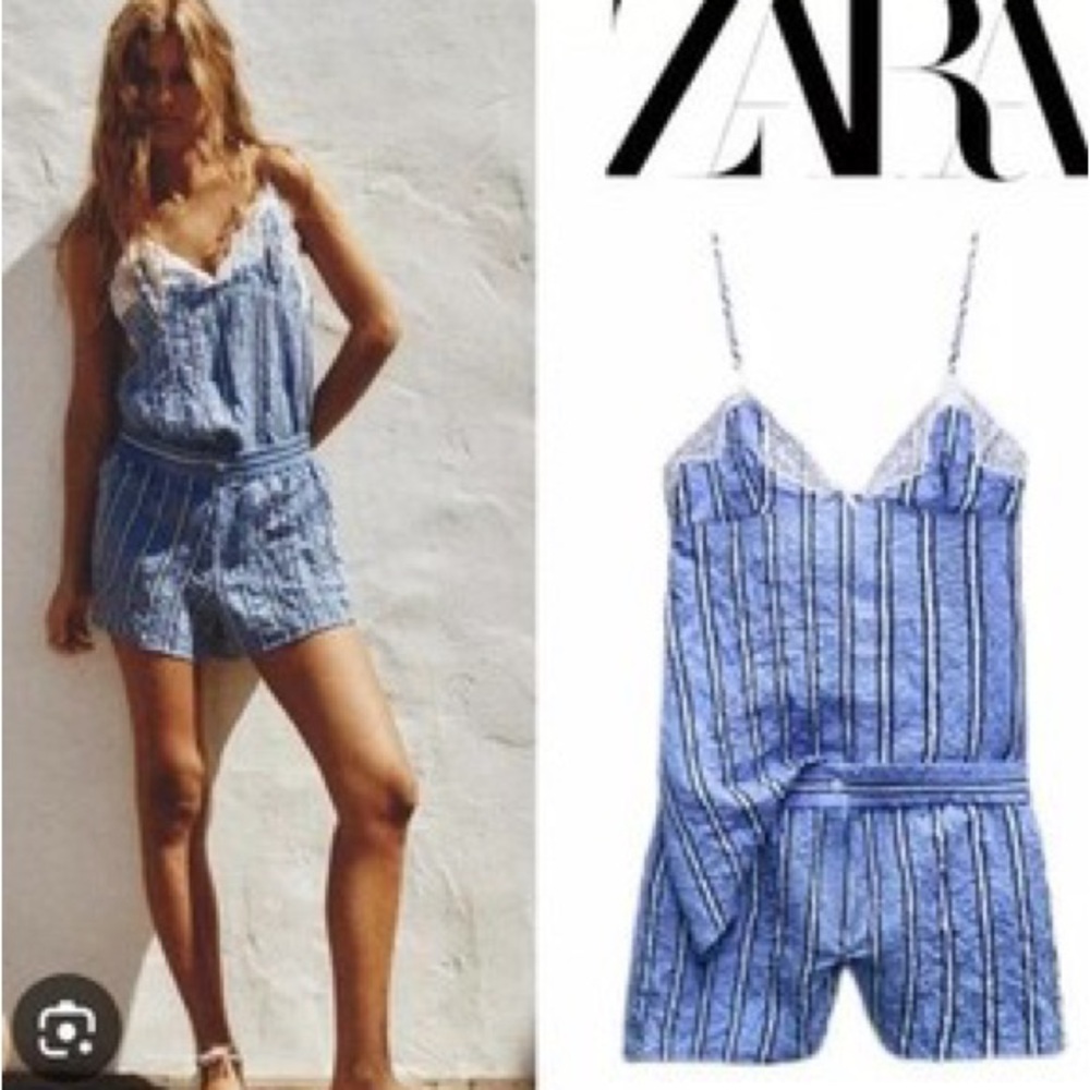 Zara Blue Denim Jumpsuit with Adjustable Straps
